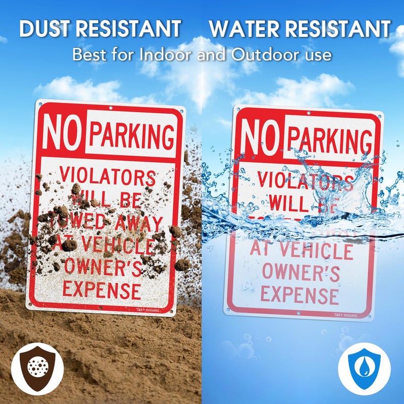 TR 4 عبوات لافتة ممنوع الوقوف، المخالفون سيتم سحبهم على نفقة مالك السيارة، 10 × 14 بوصة، ألمنيوم مقاوم للصدأ، عاكس، مطبوع بالأشعة فوق البنفسجية، مقاوم للعوامل الجوية/التلاشي، سهل التركيب، للاستخدام الداخلي/الخارجي - Image 4